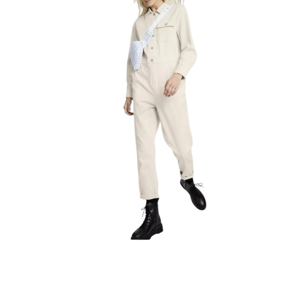 Sandy Liang Cream and Black Jumpsuit Modern Minimalist